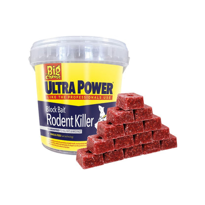 The Big Cheese Ultra Power Rodent Killer Bait Block | 15 x 20g | For Mice & Rats | Ultra Strength