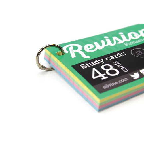 Silvine Luxpad Revision 48 Ringbound Flash Cards Ruled Assorted (Pack of 20) PADSC53