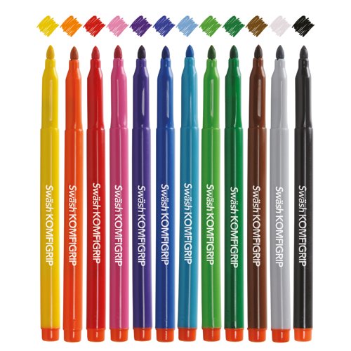 Swash KOMFIGRIP Colouring Pen Broad Tip Assorted (300 Pack) TC300BD
