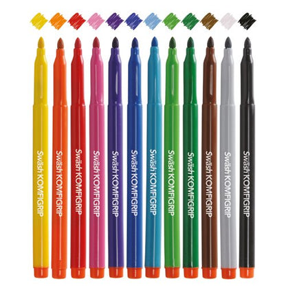 Swash KOMFIGRIP Colouring Pen Broad Tip Assorted (300 Pack) TC300BD