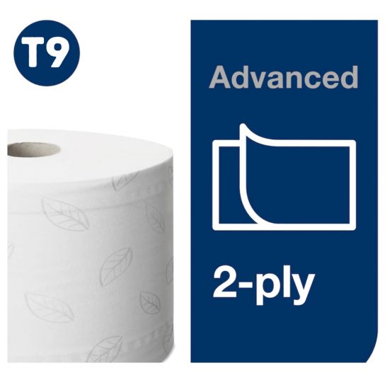 Tork 472193 T9 SmartOne Mini Toilet Roll 2-Ply 620 Sheets (Pack of 12)