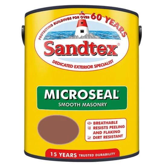 Sandtex Microseal | Smooth Masonry Paint | Red Brick | 5 Litre