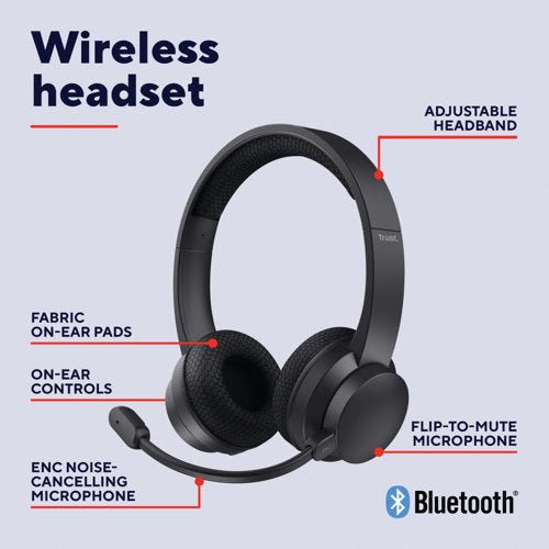 Trust Ayda Wireless ENC Stereo Headset 25463
