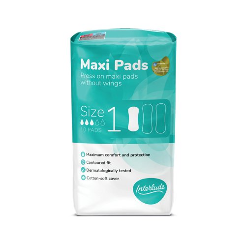 Interlude Maxi Pads Size 1 Packet x10 Pads (Pack of 24) 6438B