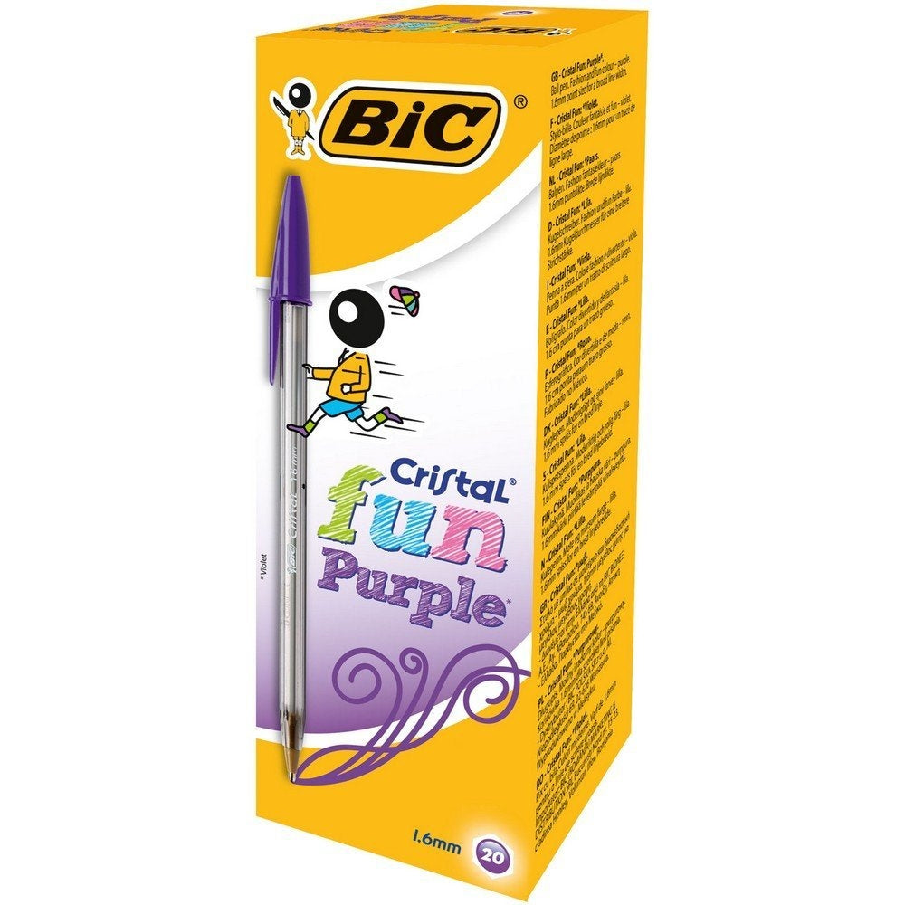 Bic Cristal Fun Ballpoint Pen Large Purple (20 Pack) 929055