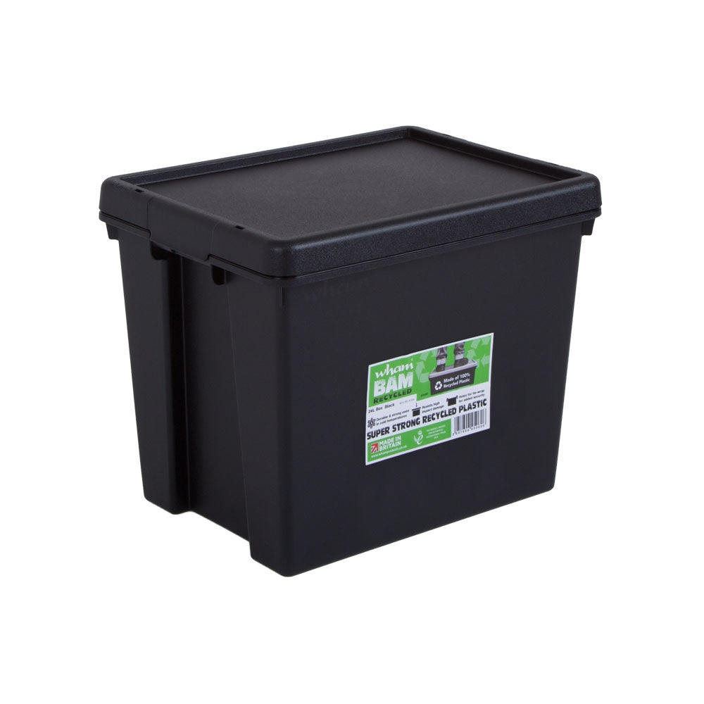 Wham Bam Black Recycled Storage Box 24 Litre | 4 Pack Bundle