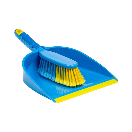 Flash Dustpan & Brush Set, Blue & Yellow Branded