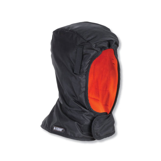Winter Hard Hat Liner, Thermal Fleece Lining, Shoulder Length, Black