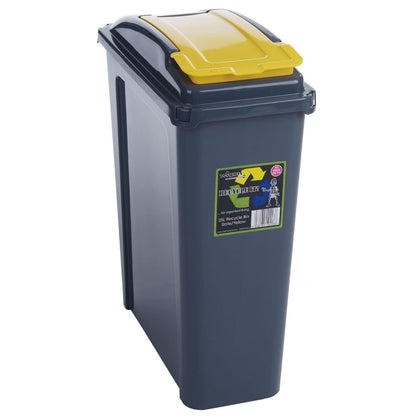 Wham Recycle It Yellow Slimline Bin & Lid 25 Litre