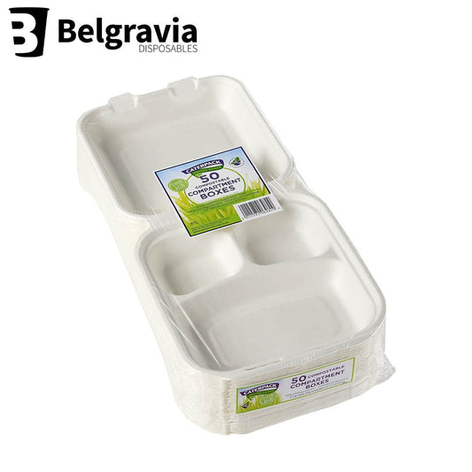 Belgravia Bio Caterpack 8x8inch Compartment Boxes Pack 50's