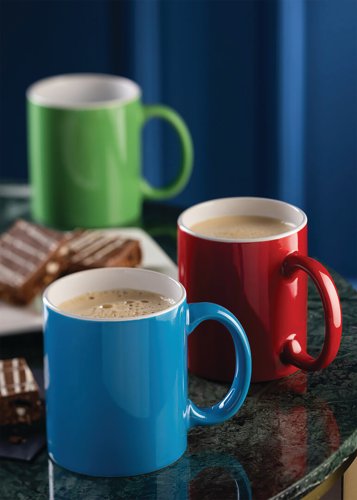 Utopia Pure White Straight Sided Mug 12oz Red (Pack of 12) E90039-00-B01012