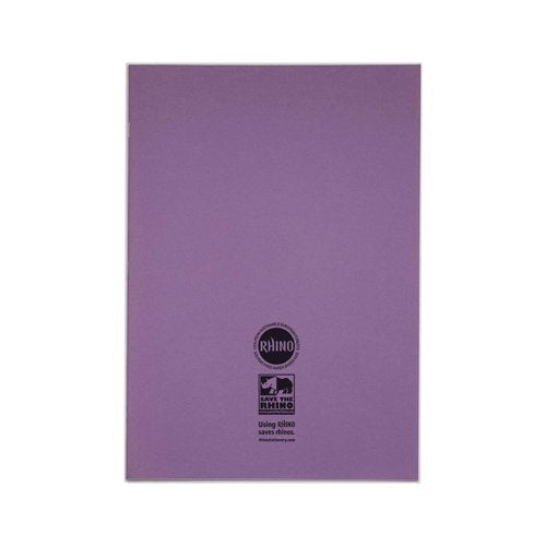 Rhino Exercise Book 80 Page 13x9in 8mm Ruled Purple Contract (Pack of 50) VDUV080-214-6
