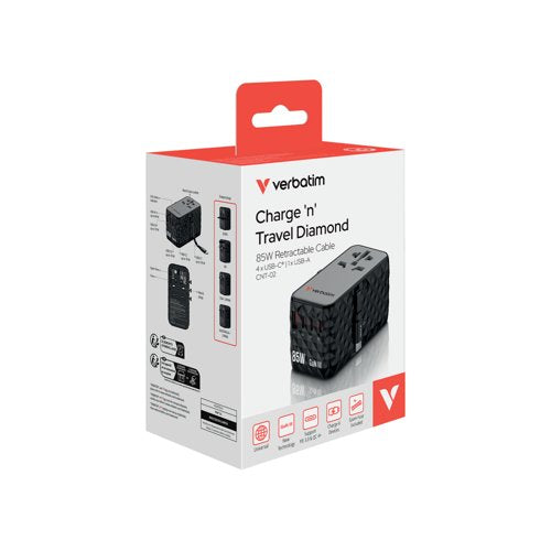 Verbatim Charge n Travel GaN III Universal Travel Adapter 85W 32127
