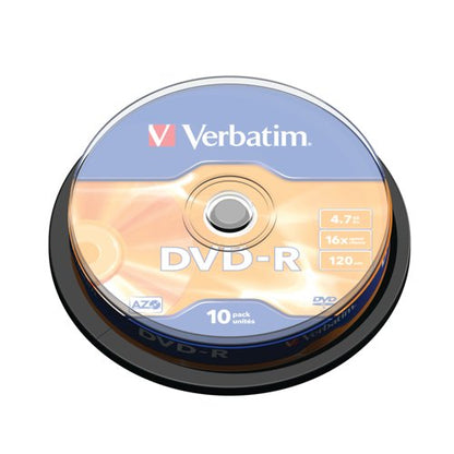 Verbatim DVD-R 16X Branded Silver Spindle of 10 Discs - 43523