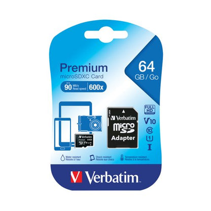 Verbatim Premium SDXC Micro Card 64Gb with Adapter 44084