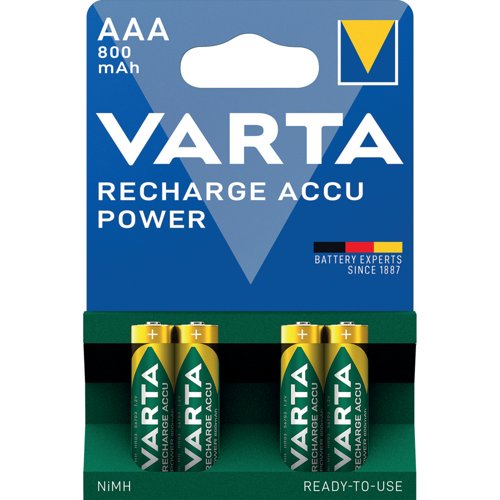 Varta Nimh Rechargeable AAA Batteries 800 mAh (Pack of 4) 56703101404