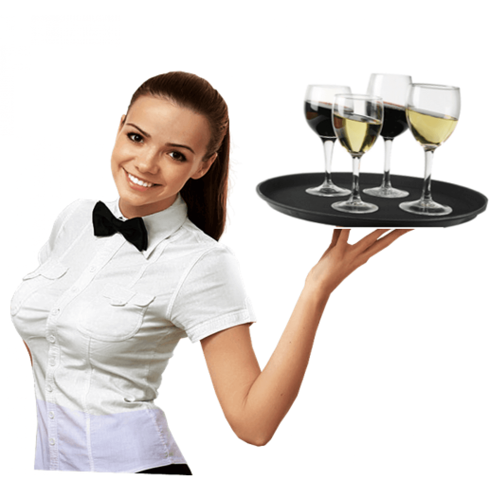 Round Bar tray -  14'' Black Non Slip Round Serving Drinks Trays