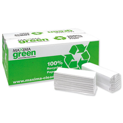 Maxima Green Two Ply C-Fold Hand Towels White 15x162's {2430} - ONE CLICK SUPPLIES