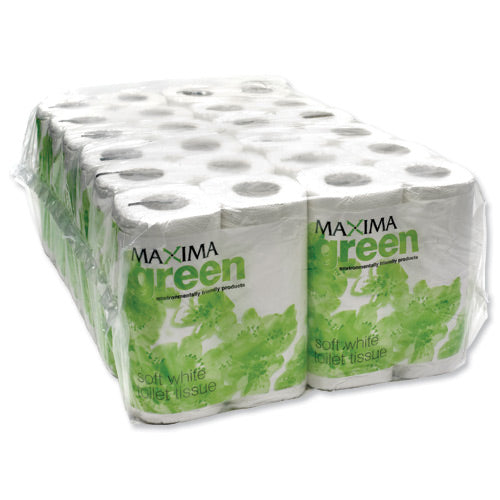 Maxima Green 2-Ply White Toilet Roll 200 Sheet (Pack of 48) - ONE CLICK SUPPLIES