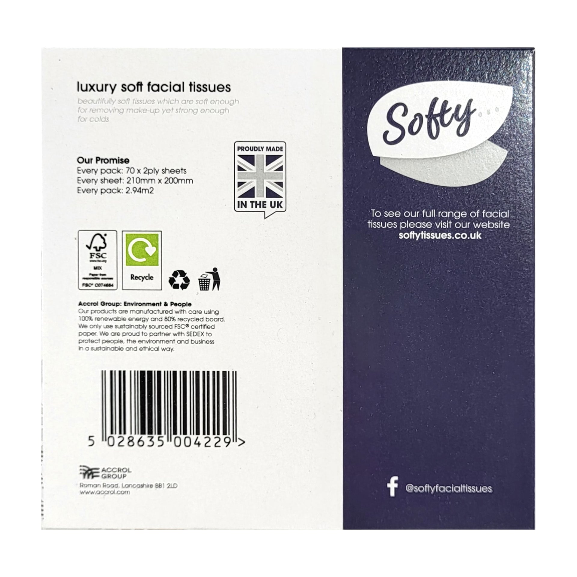 Softy 2ply White Cosmetic Cube Tissues 70's - ONE CLICK SUPPLIES