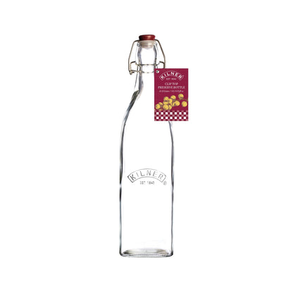 Kilner Branded Traditional Vintage Style Square Airtight Clip Top Preserve Glass Bottles, 0.55 Litre