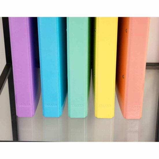 Aquarel Ringbinder Plastic Coated 2 Ring 25mm Assorted Pastels (Pack of 10) 54560E