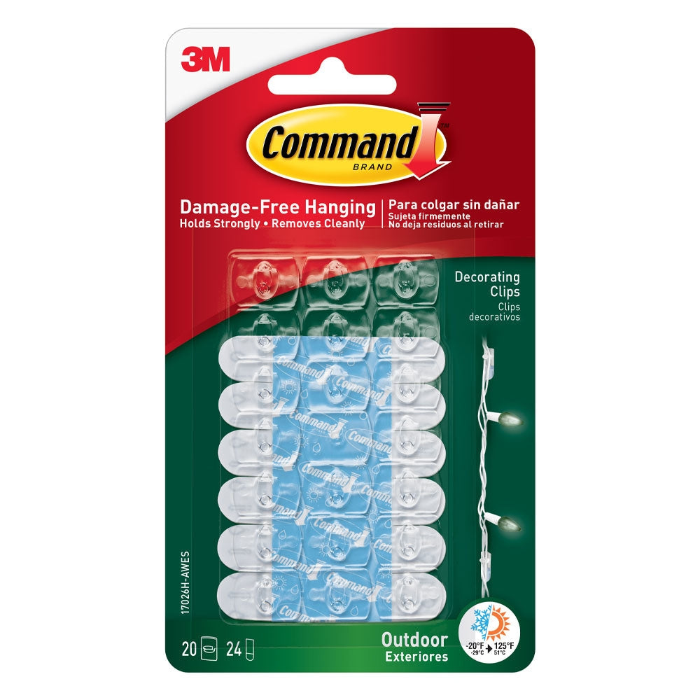 3M Command 17026 Outdoor Clear Decorating Clips 20 Pack - ONE CLICK SUPPLIES