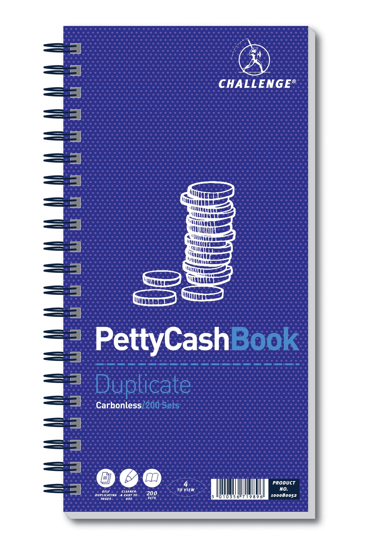 Challenge 280x141mm Duplicate Petty Cash Book Carbonless Wirebound 200 Sets - 100080052 - ONE CLICK SUPPLIES