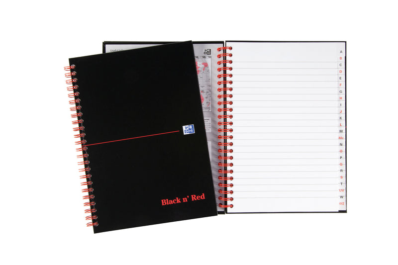 Black n Red Notebook Wirebound A5 Hardback A-Z Indexed Ruled 140 Pages 100080194 - ONE CLICK SUPPLIES