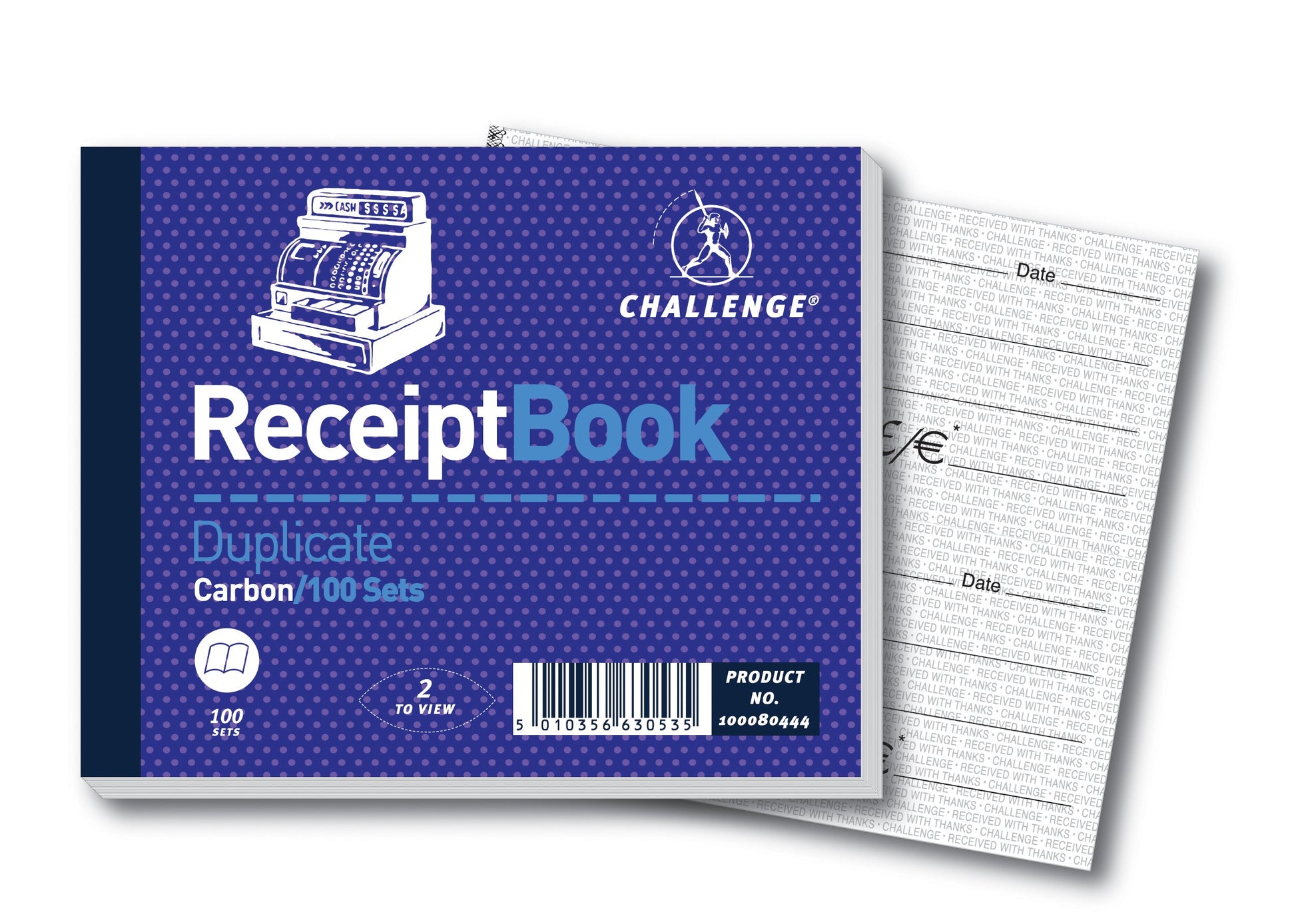 Challenge 105x130mm Duplicate Receipt Book Carbon Taped Cloth Binding 100 Sets (Pack 5) - 100080444 - ONE CLICK SUPPLIES