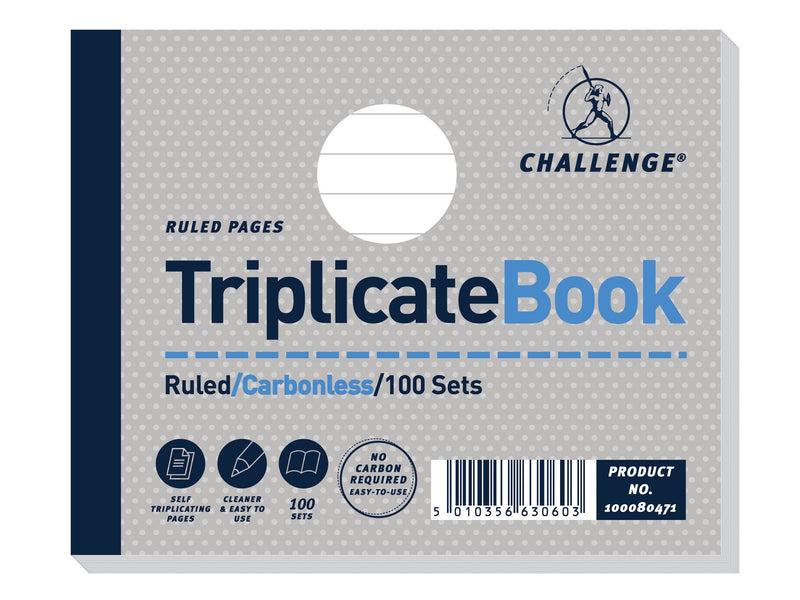 Challenge Triplicate Book 105x130mm Card Cover Ruled 100 Sets (Pack 5) 100080471 - ONE CLICK SUPPLIES