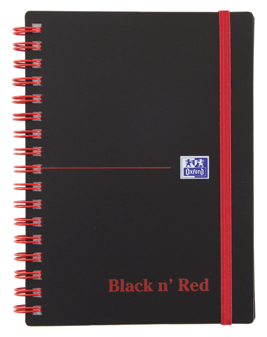 Oxford Black n Red Notebook A6 Poly Cover Wirebound Ruled 140 Pages (Pack 5) 100080476 - ONE CLICK SUPPLIES