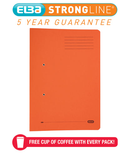 Elba Stratford Spring Pocket Transfer File Manilla Foolscap 320gsm Orange (Pack 25) - 100090148 - ONE CLICK SUPPLIES