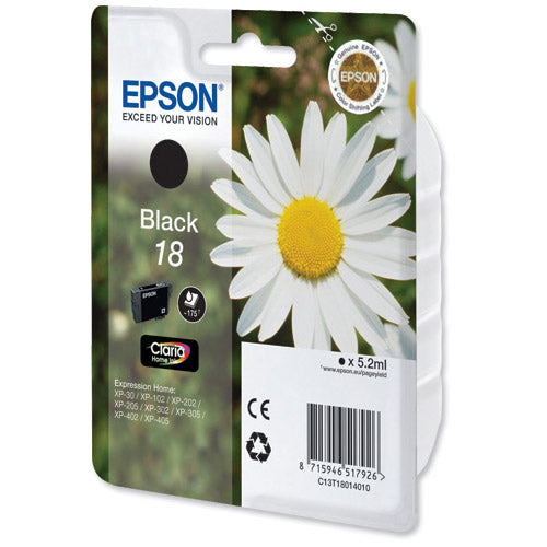 Epson Daisy T1811 18 Black Inkjet Cartridge Code C13T18014010 - ONE CLICK SUPPLIES