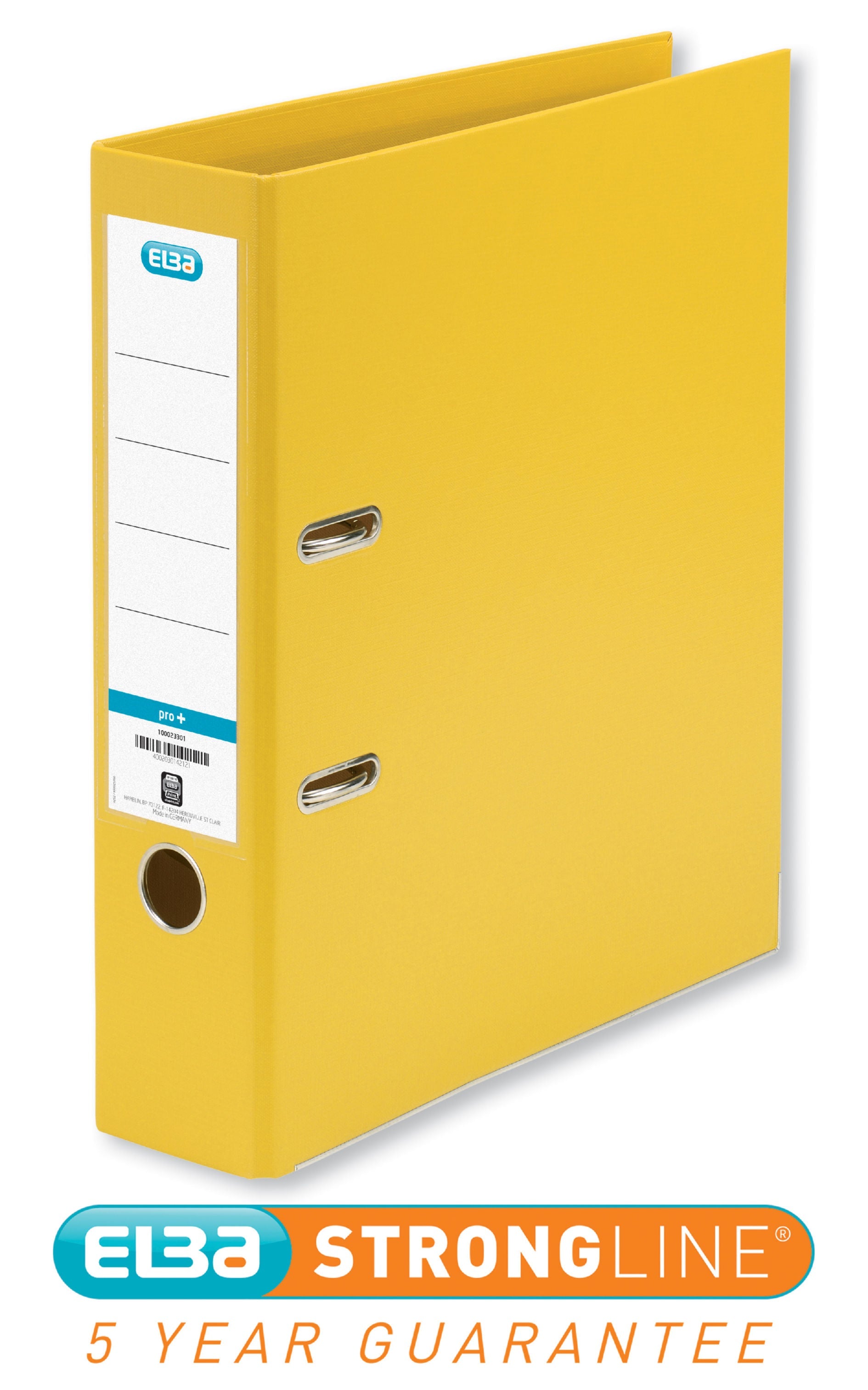 Elba Smart Pro+ Lever Arch File A4 80mm Spine Polypropylene Yellow 100202166 - ONE CLICK SUPPLIES