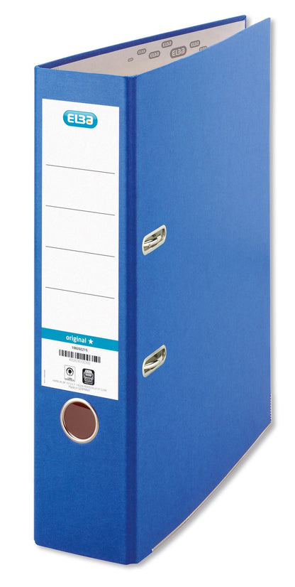 Elba Coloured Board Lever Arch File Paper on Board A4 80mm Spine Width Blue (Pack 10) - 100202215 - ONE CLICK SUPPLIES