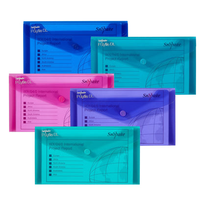 Snopake Polyfile Wallet File Polypropylene DL Electra Assorted Colours (Pack 5) - 10035 - ONE CLICK SUPPLIES