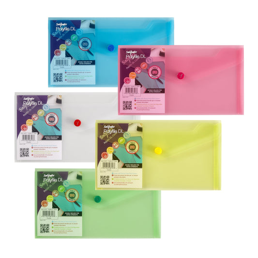 Snopake Polyfile Wallet File Polypropylene DL Classic Assorted Colours (Pack 5) - 10070 - ONE CLICK SUPPLIES