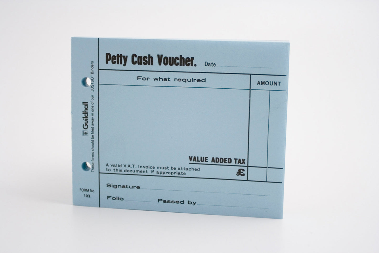 Guildhall Petty Cash Voucher Pad 127x101mm Blue 100 Pages (Pack 5) - 103-BLUZ - ONE CLICK SUPPLIES