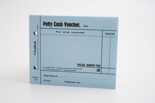 Guildhall Petty Cash Voucher Pad 127x101mm Blue 100 Pages (Pack 5) - 103-BLUZ - ONE CLICK SUPPLIES