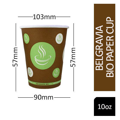 10oz Belgravia Biodegradable & Compostable  Single Walled Paper Cups - ONE CLICK SUPPLIES