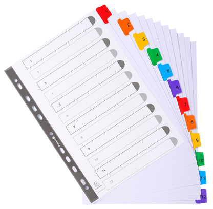 Exacompta Index 1-12 A4 160gsm Card White with Coloured Mylar Tabs - 1112E - ONE CLICK SUPPLIES