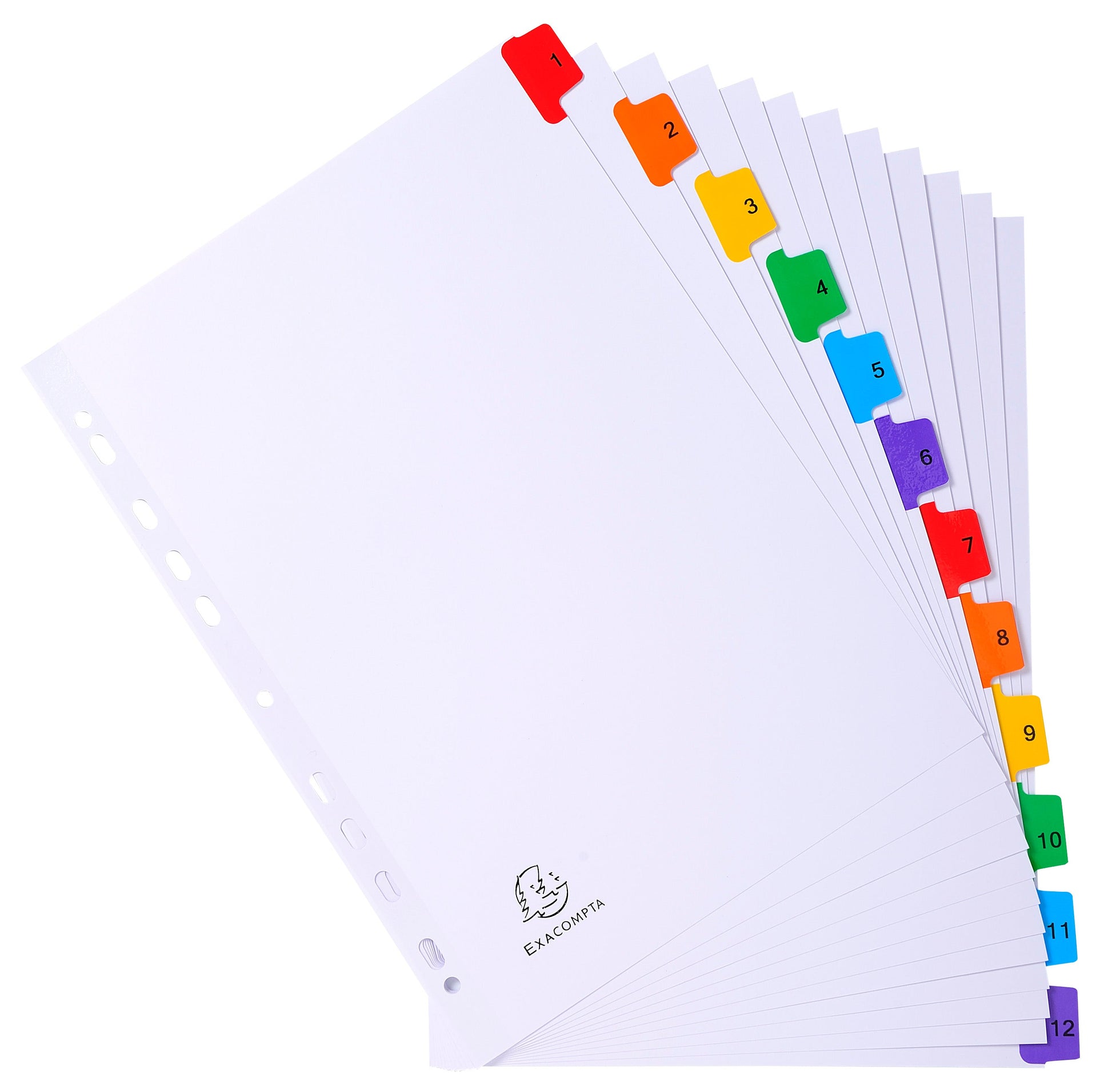 Exacompta Index 1-12 A4 160gsm Card White with Coloured Mylar Tabs - 1112E - ONE CLICK SUPPLIES