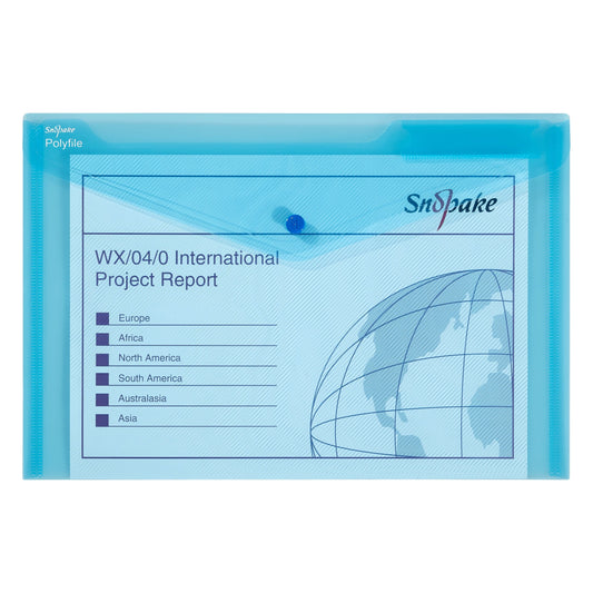 Snopake Polyfile Wallet File Polypropylene Foolscap Blue (Pack 5) - 11151X - ONE CLICK SUPPLIES