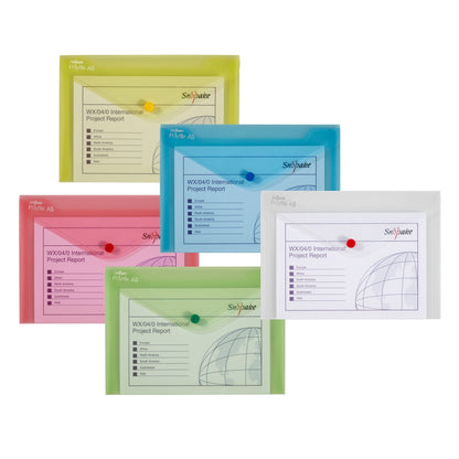 Snopake Polyfile Wallet File Polypropylene A5 Classic Assorted Colours (Pack 5) - 11395 - ONE CLICK SUPPLIES