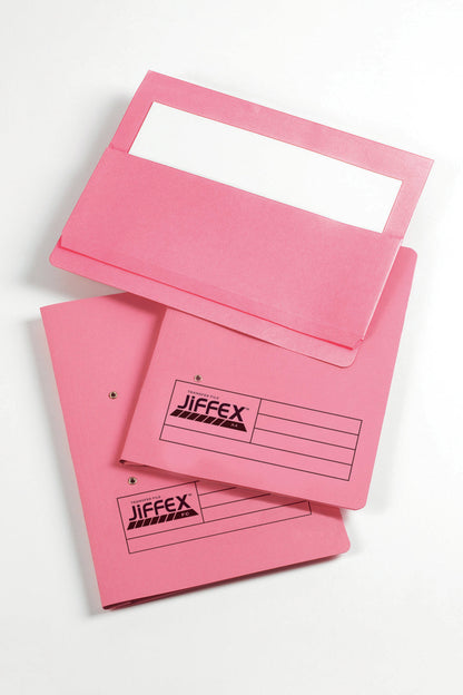 Rexel Jiffex Transfer File Manilla Foolscap 315gsm Pink (Pack 50) 43217EAST - ONE CLICK SUPPLIES