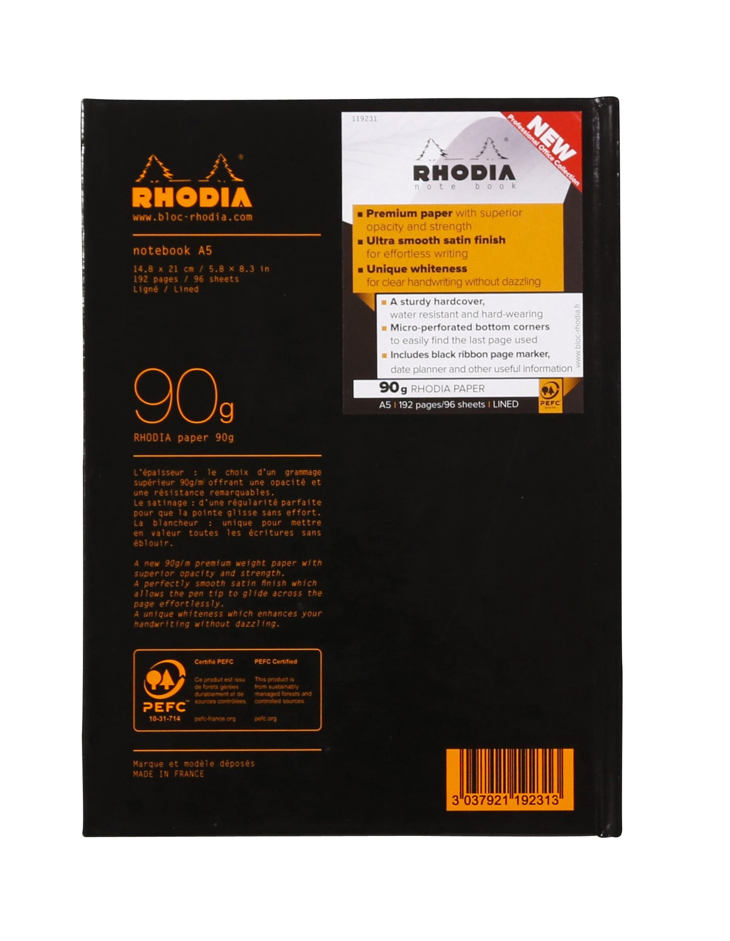 Rhodia A5 Hard Cover Casebound Business Book Ruled 192 Pages Black (Pack 3) - 119231C - ONE CLICK SUPPLIES