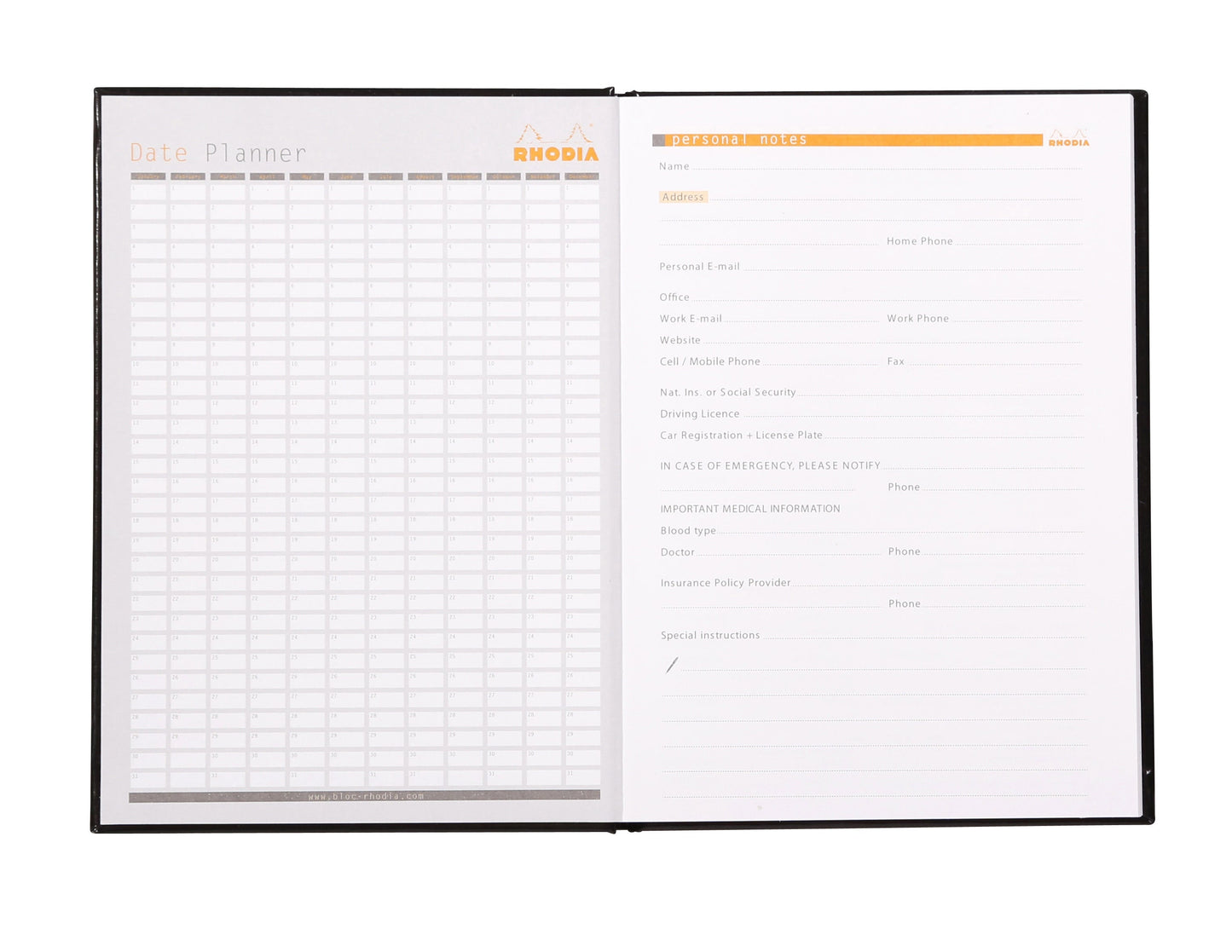 Rhodia A5 Hard Cover Casebound Business Book Ruled 192 Pages Black (Pack 3) - 119231C - ONE CLICK SUPPLIES