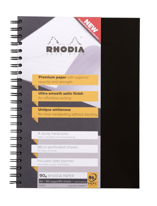 Rhodia A4 Wirebound Hard Cover Notebook Ruled 160 Pages (Pack 3) 119232C - ONE CLICK SUPPLIES