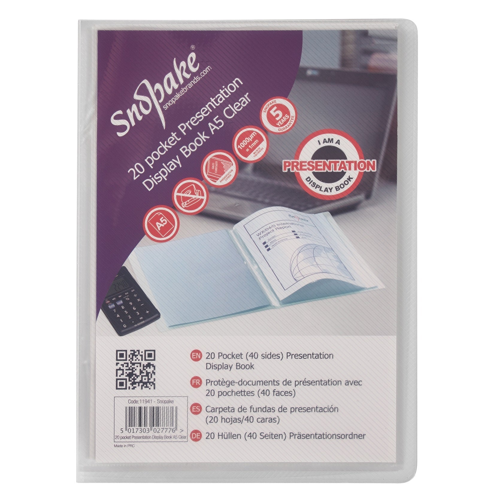 Snopake Superline A5 Display Book 20 Pocket Clear - 11941 - ONE CLICK SUPPLIES